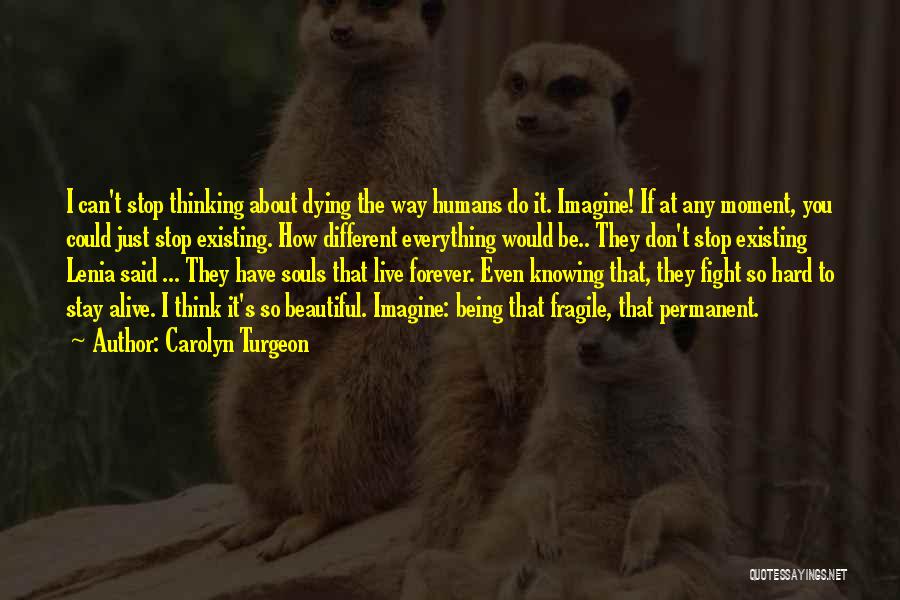 Carolyn Turgeon Quotes: I Can't Stop Thinking About Dying The Way Humans Do It. Imagine! If At Any Moment, You Could Just Stop