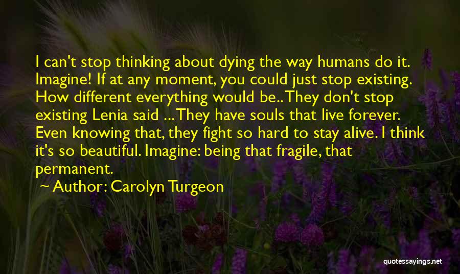 Carolyn Turgeon Quotes: I Can't Stop Thinking About Dying The Way Humans Do It. Imagine! If At Any Moment, You Could Just Stop