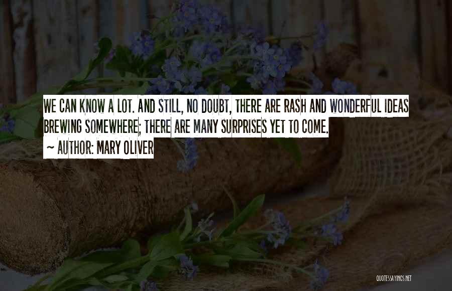 Mary Oliver Quotes: We Can Know A Lot. And Still, No Doubt, There Are Rash And Wonderful Ideas Brewing Somewhere; There Are Many
