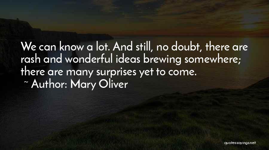 Mary Oliver Quotes: We Can Know A Lot. And Still, No Doubt, There Are Rash And Wonderful Ideas Brewing Somewhere; There Are Many