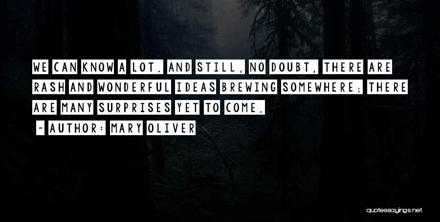 Mary Oliver Quotes: We Can Know A Lot. And Still, No Doubt, There Are Rash And Wonderful Ideas Brewing Somewhere; There Are Many
