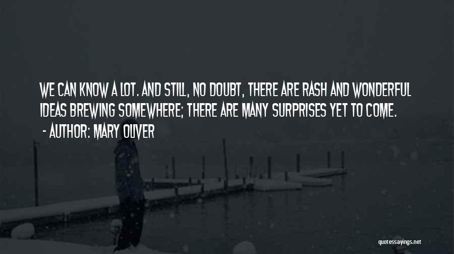 Mary Oliver Quotes: We Can Know A Lot. And Still, No Doubt, There Are Rash And Wonderful Ideas Brewing Somewhere; There Are Many