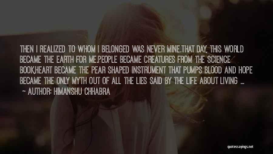 Himanshu Chhabra Quotes: Then I Realized To Whom I Belonged Was Never Mine.that Day, This World Became The Earth For Me.people Became Creatures