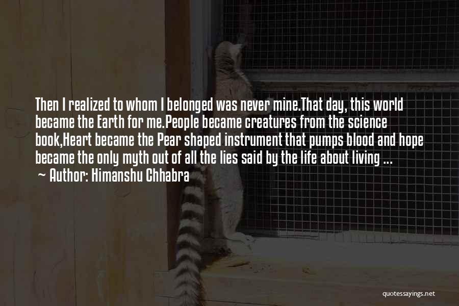 Himanshu Chhabra Quotes: Then I Realized To Whom I Belonged Was Never Mine.that Day, This World Became The Earth For Me.people Became Creatures