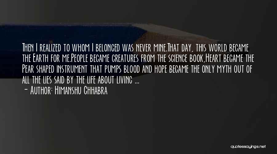 Himanshu Chhabra Quotes: Then I Realized To Whom I Belonged Was Never Mine.that Day, This World Became The Earth For Me.people Became Creatures