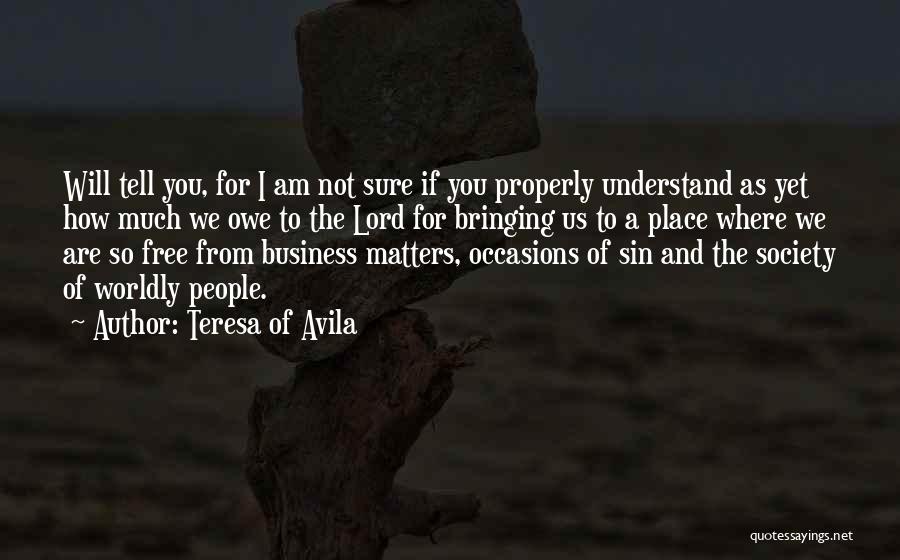 Teresa Of Avila Quotes: Will Tell You, For I Am Not Sure If You Properly Understand As Yet How Much We Owe To The