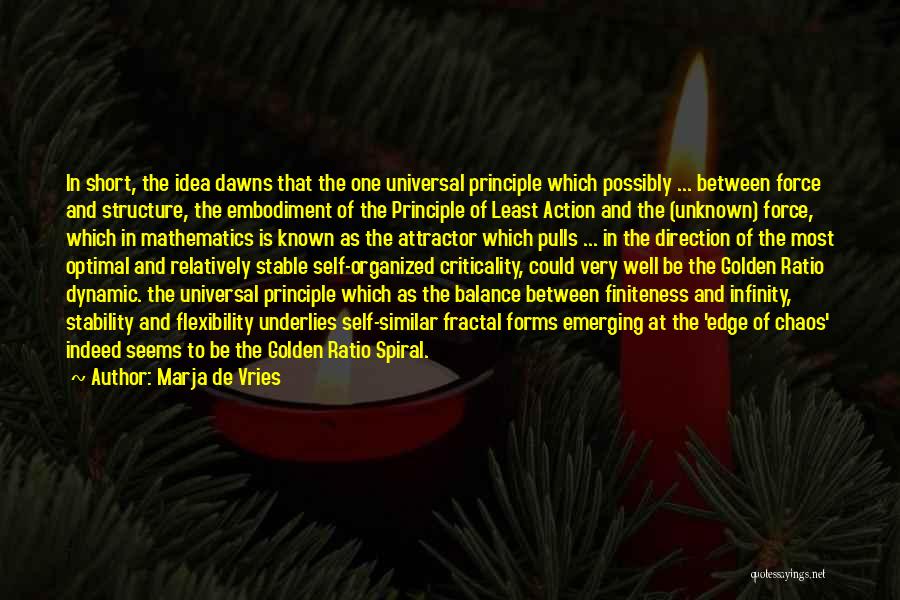 Marja De Vries Quotes: In Short, The Idea Dawns That The One Universal Principle Which Possibly ... Between Force And Structure, The Embodiment Of