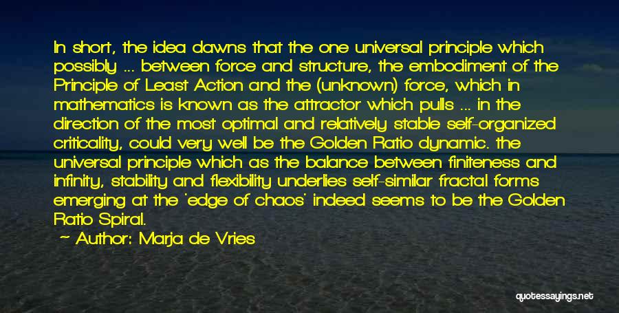 Marja De Vries Quotes: In Short, The Idea Dawns That The One Universal Principle Which Possibly ... Between Force And Structure, The Embodiment Of