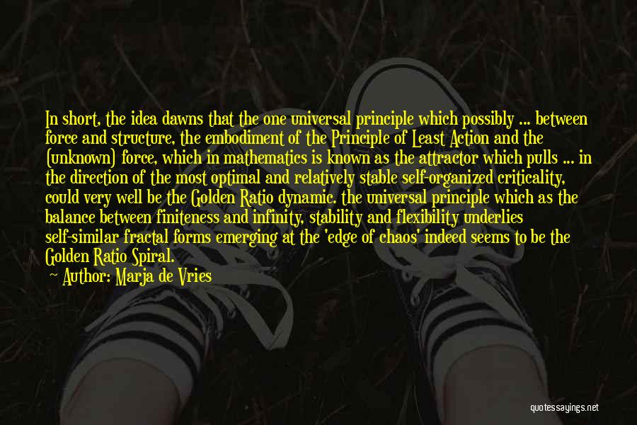 Marja De Vries Quotes: In Short, The Idea Dawns That The One Universal Principle Which Possibly ... Between Force And Structure, The Embodiment Of