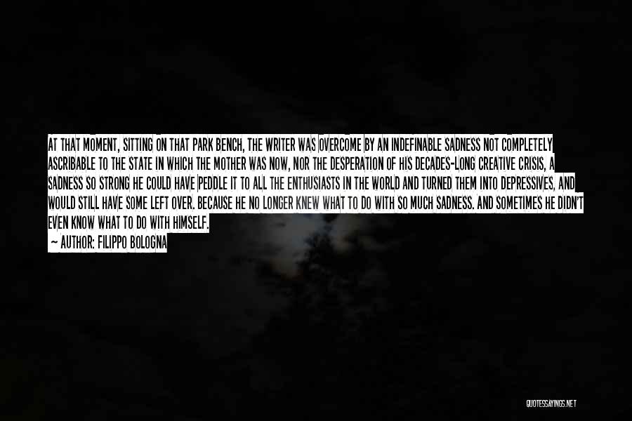 Filippo Bologna Quotes: At That Moment, Sitting On That Park Bench, The Writer Was Overcome By An Indefinable Sadness Not Completely Ascribable To