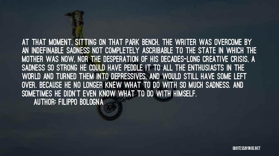 Filippo Bologna Quotes: At That Moment, Sitting On That Park Bench, The Writer Was Overcome By An Indefinable Sadness Not Completely Ascribable To