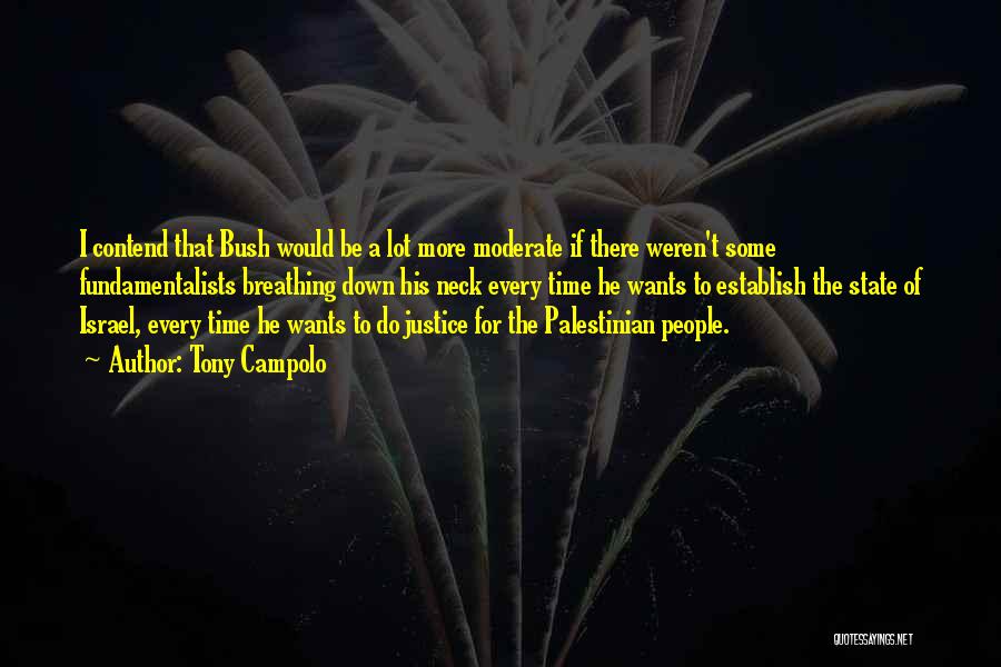 Tony Campolo Quotes: I Contend That Bush Would Be A Lot More Moderate If There Weren't Some Fundamentalists Breathing Down His Neck Every
