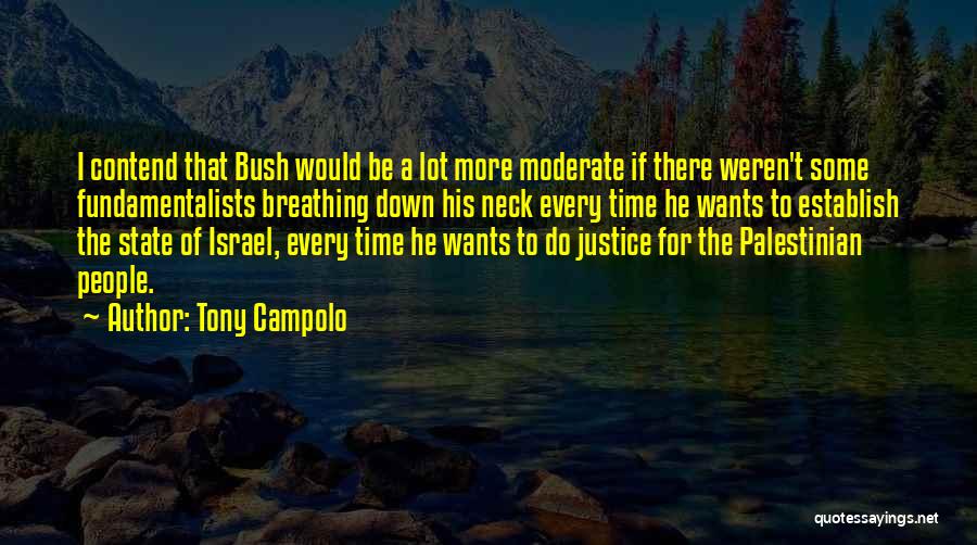 Tony Campolo Quotes: I Contend That Bush Would Be A Lot More Moderate If There Weren't Some Fundamentalists Breathing Down His Neck Every