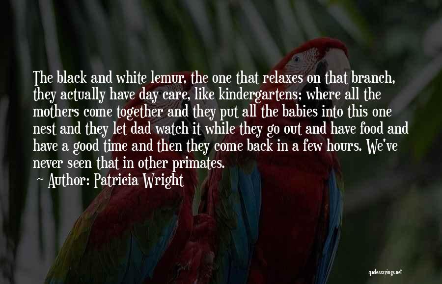 Patricia Wright Quotes: The Black And White Lemur, The One That Relaxes On That Branch, They Actually Have Day Care, Like Kindergartens; Where