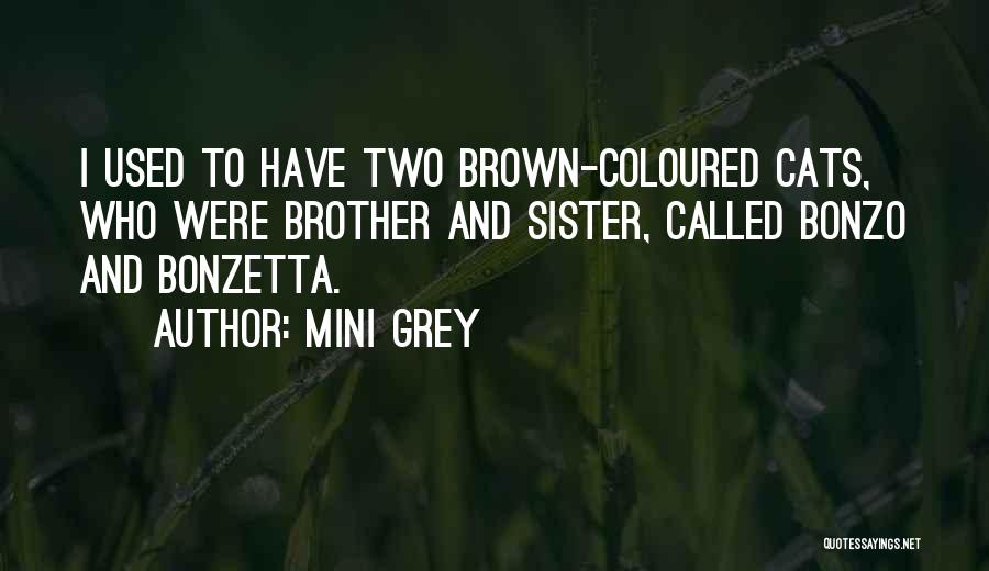 Mini Grey Quotes: I Used To Have Two Brown-coloured Cats, Who Were Brother And Sister, Called Bonzo And Bonzetta.