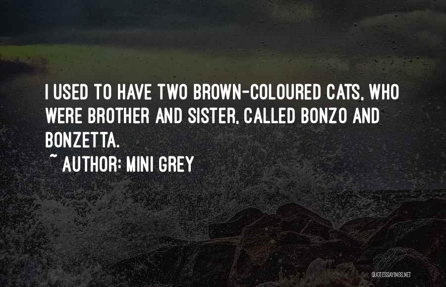 Mini Grey Quotes: I Used To Have Two Brown-coloured Cats, Who Were Brother And Sister, Called Bonzo And Bonzetta.