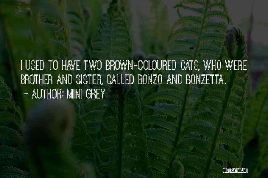 Mini Grey Quotes: I Used To Have Two Brown-coloured Cats, Who Were Brother And Sister, Called Bonzo And Bonzetta.