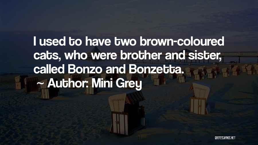 Mini Grey Quotes: I Used To Have Two Brown-coloured Cats, Who Were Brother And Sister, Called Bonzo And Bonzetta.
