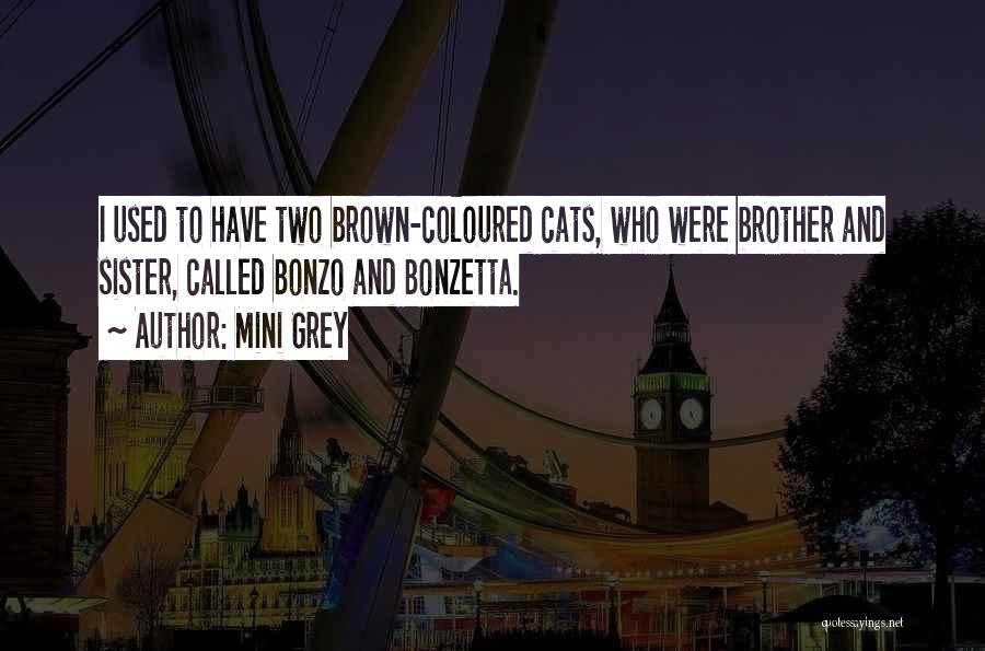 Mini Grey Quotes: I Used To Have Two Brown-coloured Cats, Who Were Brother And Sister, Called Bonzo And Bonzetta.