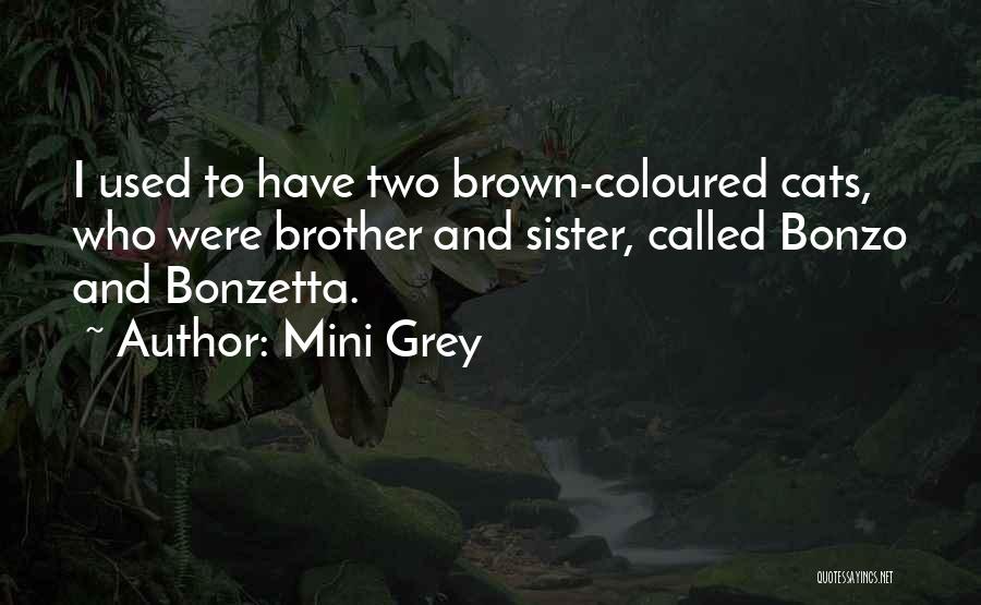 Mini Grey Quotes: I Used To Have Two Brown-coloured Cats, Who Were Brother And Sister, Called Bonzo And Bonzetta.