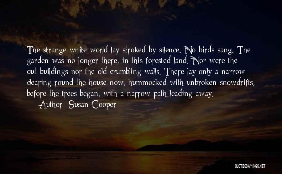 Susan Cooper Quotes: The Strange White World Lay Stroked By Silence. No Birds Sang. The Garden Was No Longer There, In This Forested