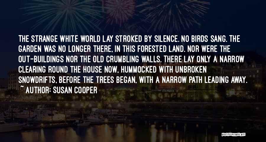 Susan Cooper Quotes: The Strange White World Lay Stroked By Silence. No Birds Sang. The Garden Was No Longer There, In This Forested