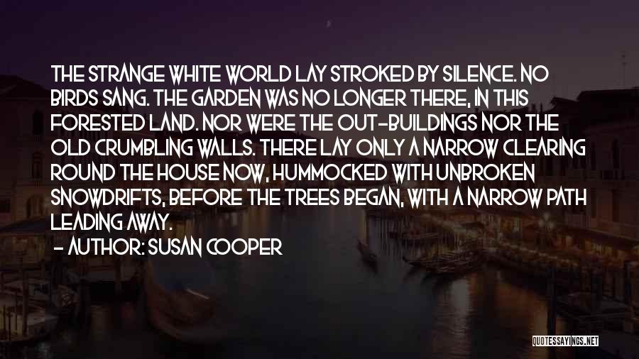 Susan Cooper Quotes: The Strange White World Lay Stroked By Silence. No Birds Sang. The Garden Was No Longer There, In This Forested