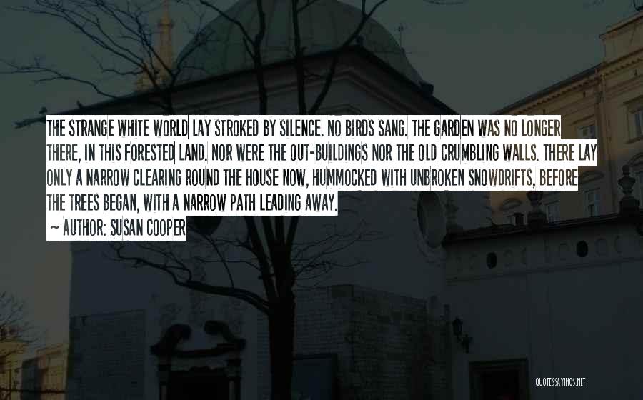 Susan Cooper Quotes: The Strange White World Lay Stroked By Silence. No Birds Sang. The Garden Was No Longer There, In This Forested