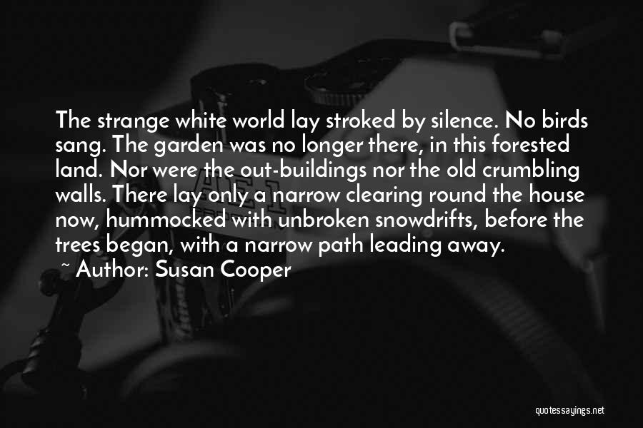 Susan Cooper Quotes: The Strange White World Lay Stroked By Silence. No Birds Sang. The Garden Was No Longer There, In This Forested
