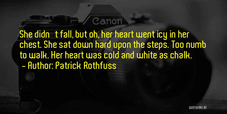 Patrick Rothfuss Quotes: She Didn't Fall, But Oh, Her Heart Went Icy In Her Chest. She Sat Down Hard Upon The Steps. Too