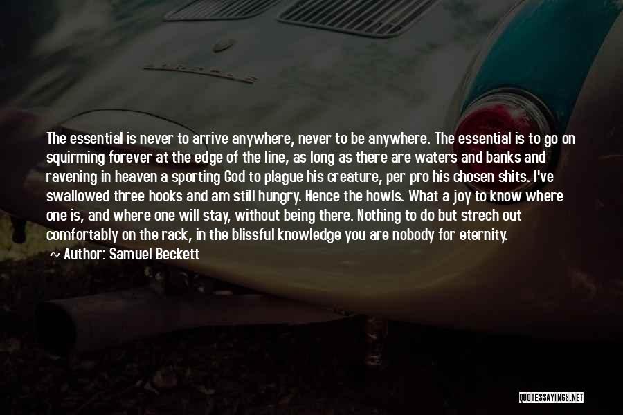 Samuel Beckett Quotes: The Essential Is Never To Arrive Anywhere, Never To Be Anywhere. The Essential Is To Go On Squirming Forever At