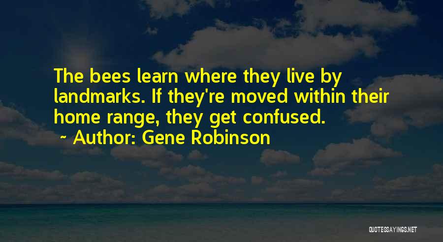 Gene Robinson Quotes: The Bees Learn Where They Live By Landmarks. If They're Moved Within Their Home Range, They Get Confused.