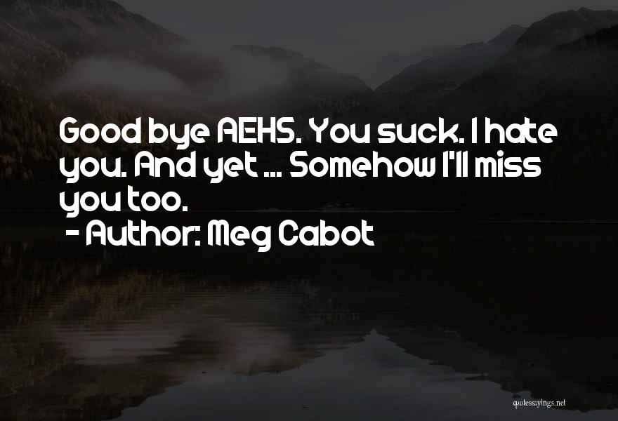 Meg Cabot Quotes: Good Bye Aehs. You Suck. I Hate You. And Yet ... Somehow I'll Miss You Too.