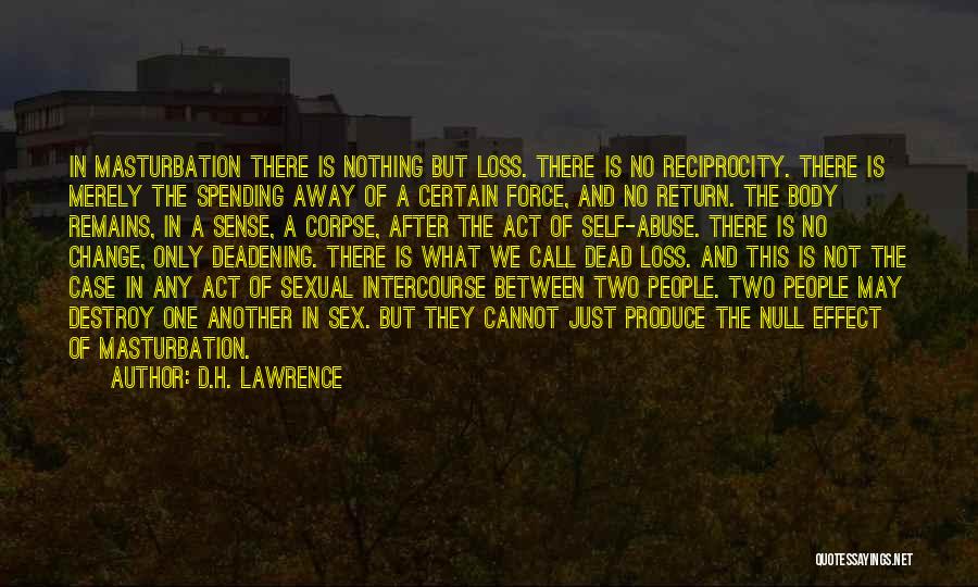 D.H. Lawrence Quotes: In Masturbation There Is Nothing But Loss. There Is No Reciprocity. There Is Merely The Spending Away Of A Certain