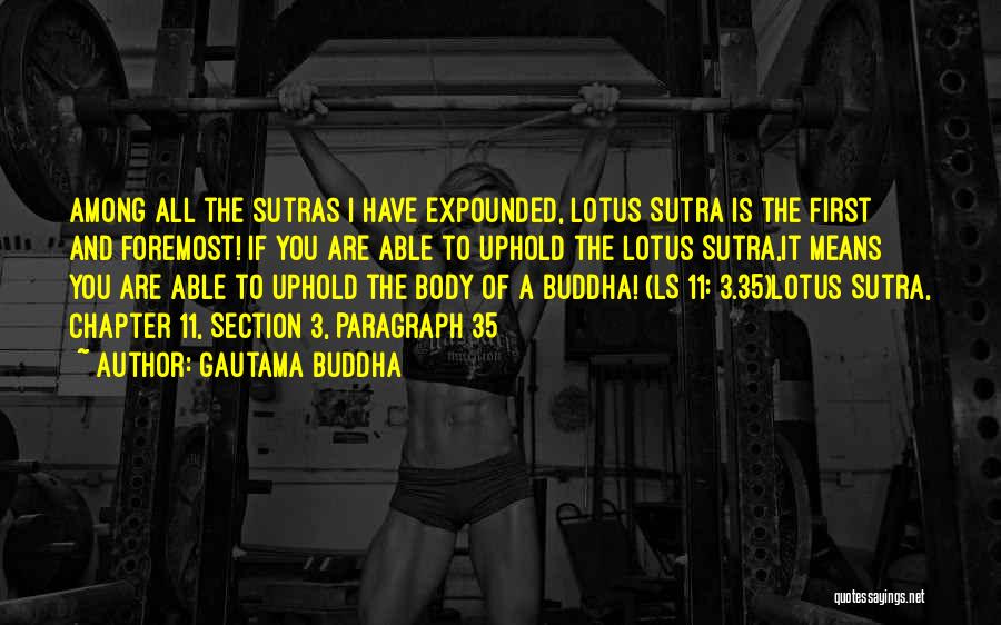 Gautama Buddha Quotes: Among All The Sutras I Have Expounded, Lotus Sutra Is The First And Foremost! If You Are Able To Uphold