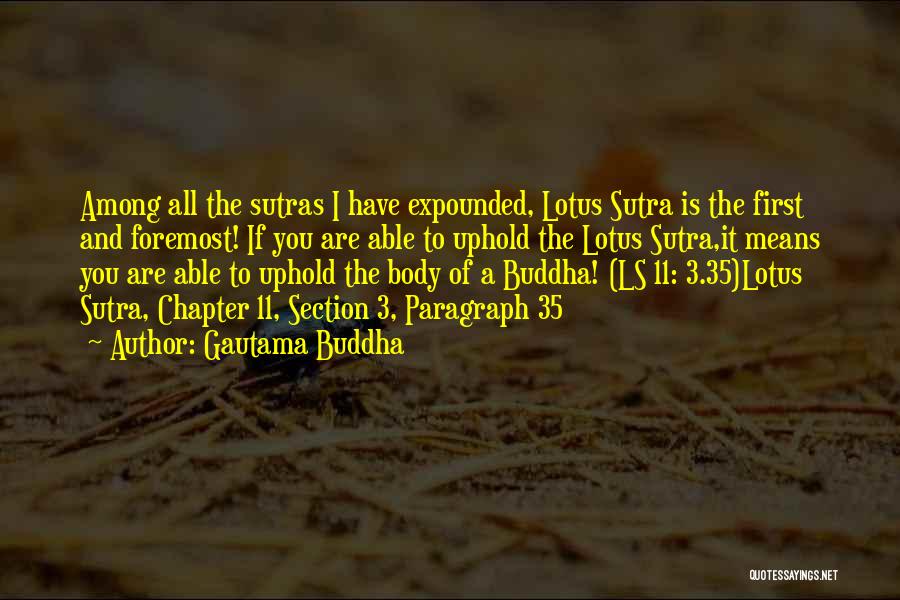 Gautama Buddha Quotes: Among All The Sutras I Have Expounded, Lotus Sutra Is The First And Foremost! If You Are Able To Uphold