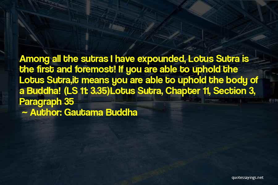 Gautama Buddha Quotes: Among All The Sutras I Have Expounded, Lotus Sutra Is The First And Foremost! If You Are Able To Uphold