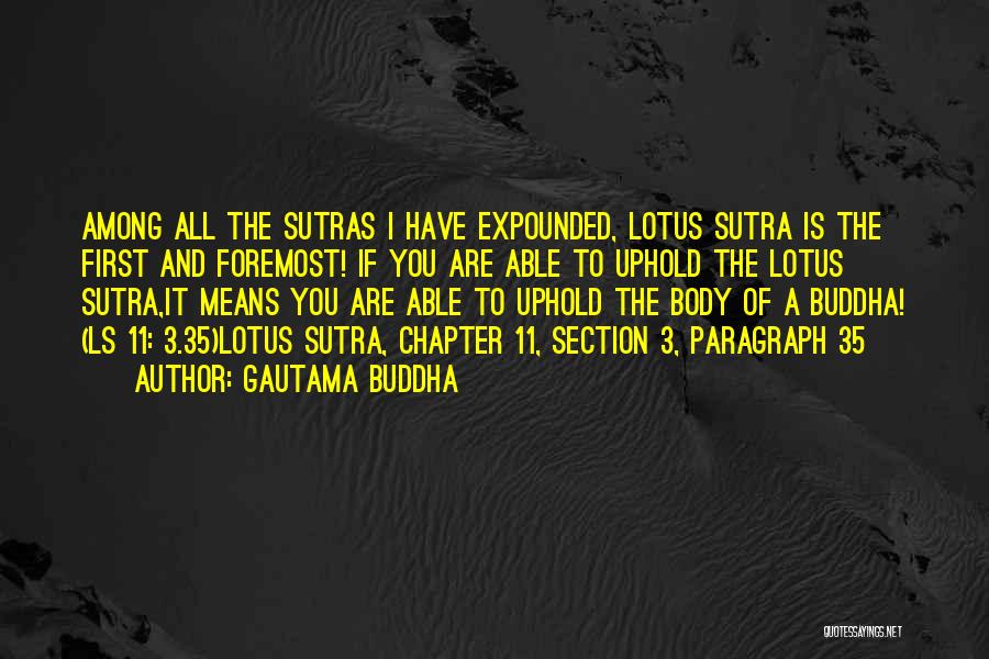 Gautama Buddha Quotes: Among All The Sutras I Have Expounded, Lotus Sutra Is The First And Foremost! If You Are Able To Uphold