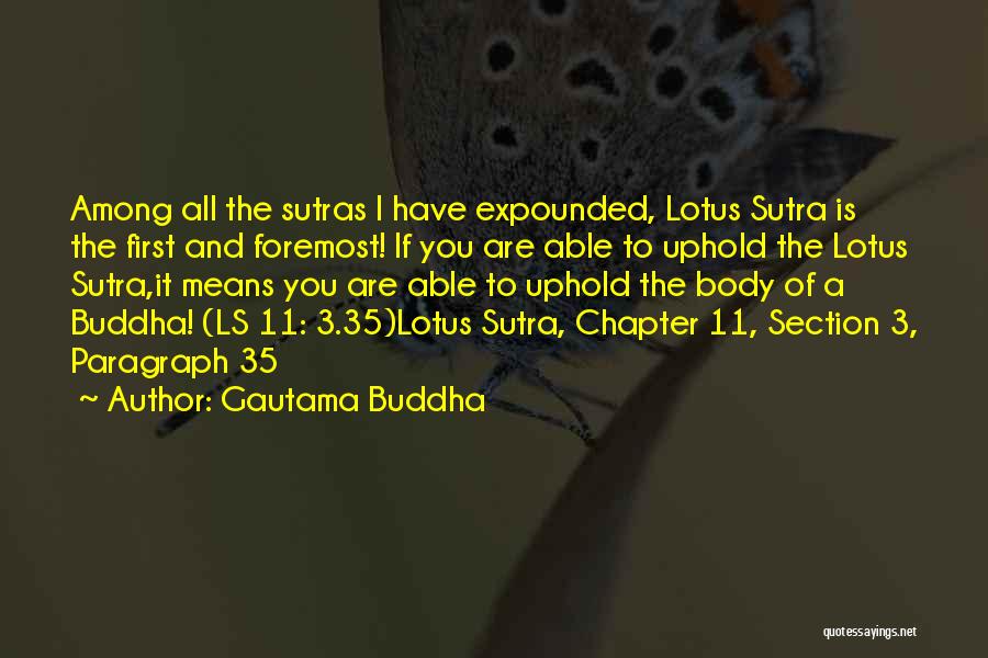 Gautama Buddha Quotes: Among All The Sutras I Have Expounded, Lotus Sutra Is The First And Foremost! If You Are Able To Uphold