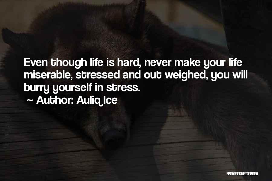 Auliq Ice Quotes: Even Though Life Is Hard, Never Make Your Life Miserable, Stressed And Out Weighed, You Will Burry Yourself In Stress.