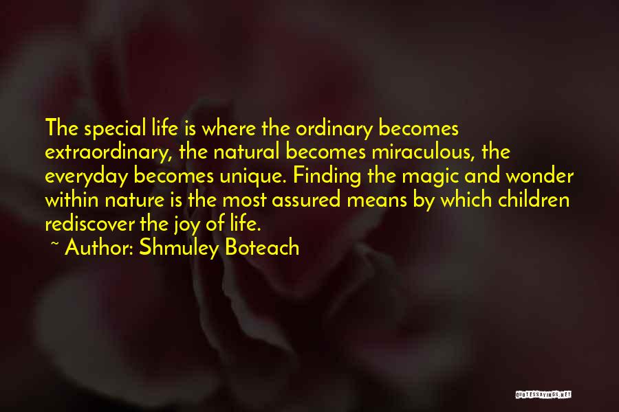 Shmuley Boteach Quotes: The Special Life Is Where The Ordinary Becomes Extraordinary, The Natural Becomes Miraculous, The Everyday Becomes Unique. Finding The Magic