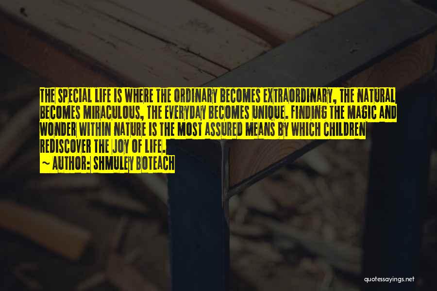 Shmuley Boteach Quotes: The Special Life Is Where The Ordinary Becomes Extraordinary, The Natural Becomes Miraculous, The Everyday Becomes Unique. Finding The Magic