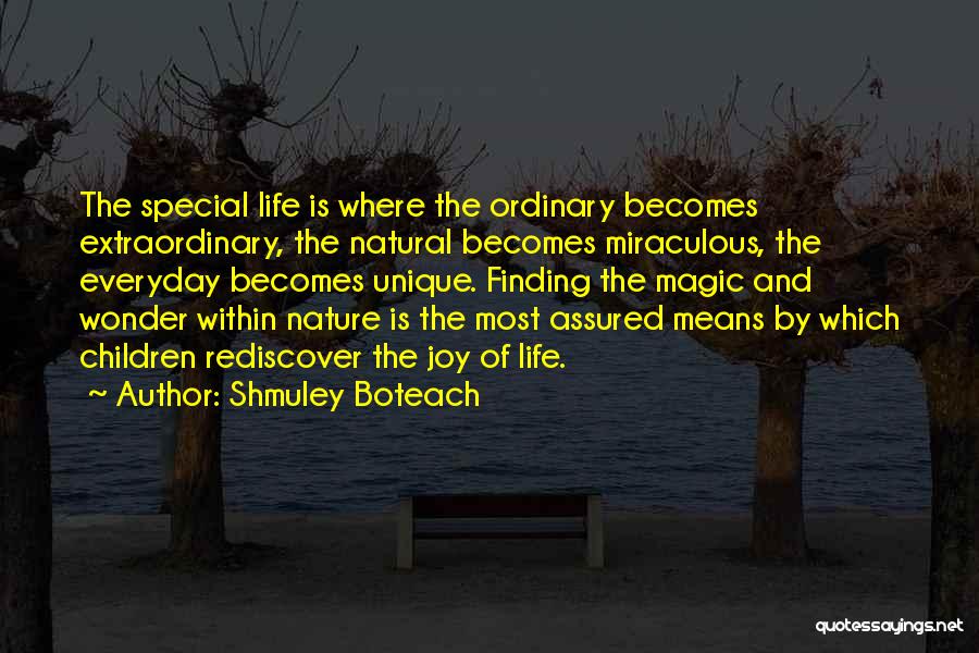 Shmuley Boteach Quotes: The Special Life Is Where The Ordinary Becomes Extraordinary, The Natural Becomes Miraculous, The Everyday Becomes Unique. Finding The Magic