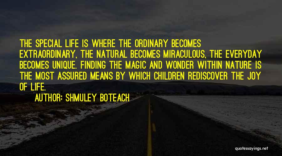 Shmuley Boteach Quotes: The Special Life Is Where The Ordinary Becomes Extraordinary, The Natural Becomes Miraculous, The Everyday Becomes Unique. Finding The Magic