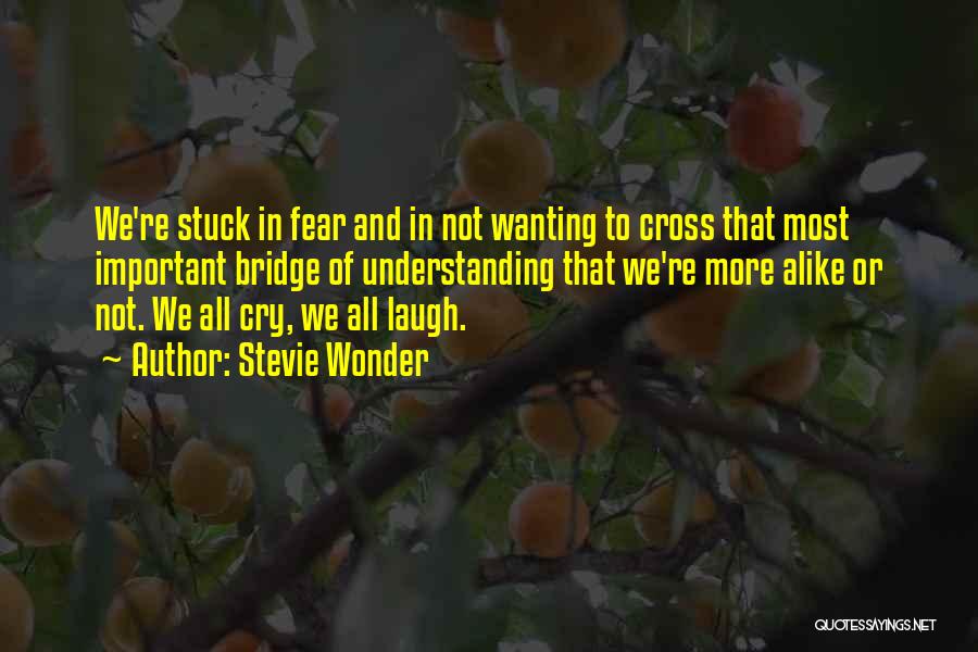 Stevie Wonder Quotes: We're Stuck In Fear And In Not Wanting To Cross That Most Important Bridge Of Understanding That We're More Alike