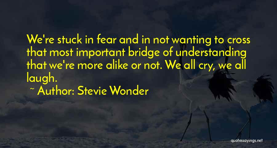 Stevie Wonder Quotes: We're Stuck In Fear And In Not Wanting To Cross That Most Important Bridge Of Understanding That We're More Alike