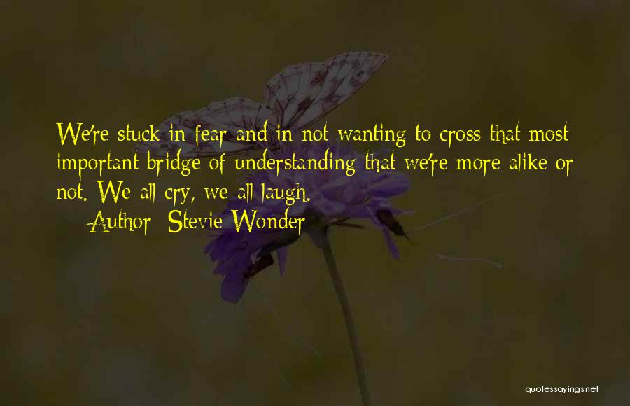 Stevie Wonder Quotes: We're Stuck In Fear And In Not Wanting To Cross That Most Important Bridge Of Understanding That We're More Alike