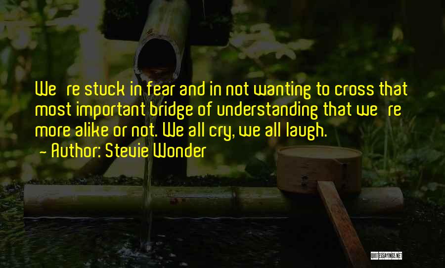 Stevie Wonder Quotes: We're Stuck In Fear And In Not Wanting To Cross That Most Important Bridge Of Understanding That We're More Alike