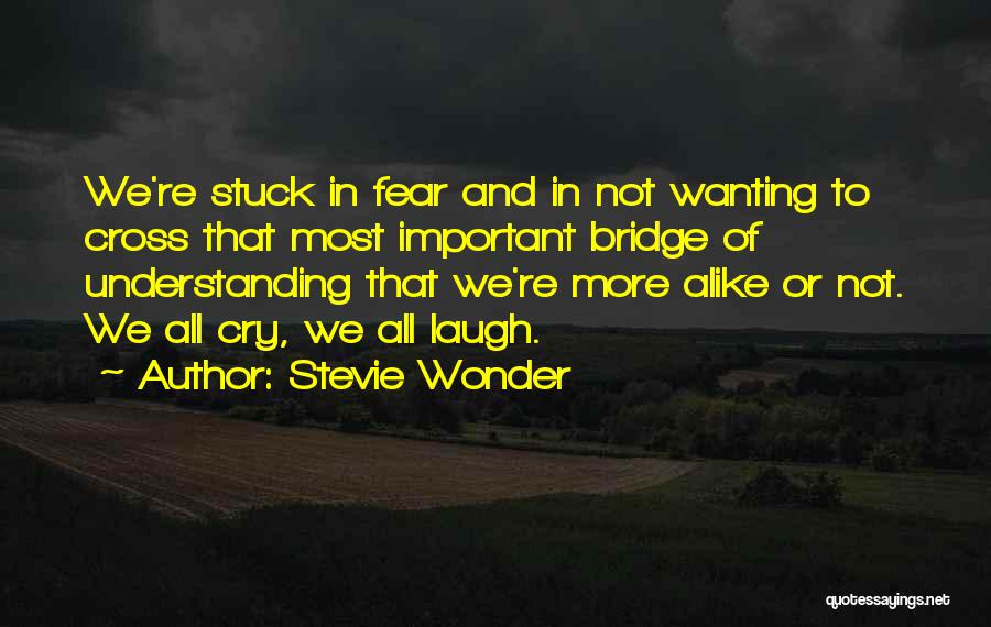 Stevie Wonder Quotes: We're Stuck In Fear And In Not Wanting To Cross That Most Important Bridge Of Understanding That We're More Alike