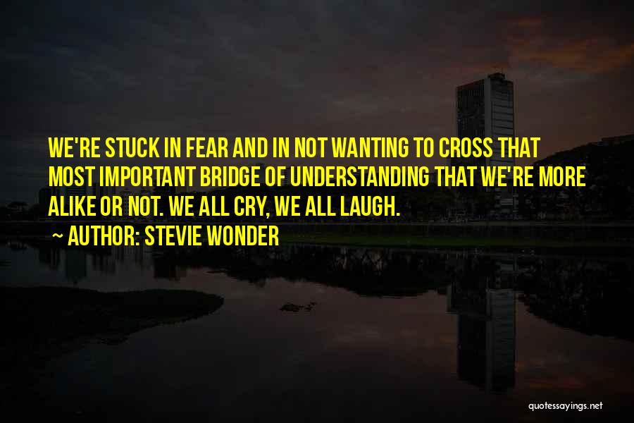 Stevie Wonder Quotes: We're Stuck In Fear And In Not Wanting To Cross That Most Important Bridge Of Understanding That We're More Alike